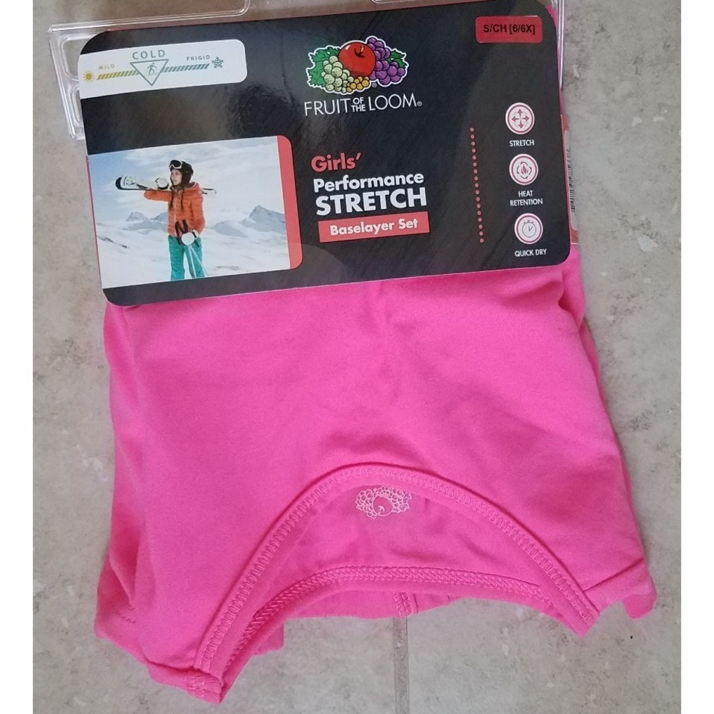 New Fruit of‎ the Loom Girls Performance Stretch Baselayer Set Pink S (6/6X)